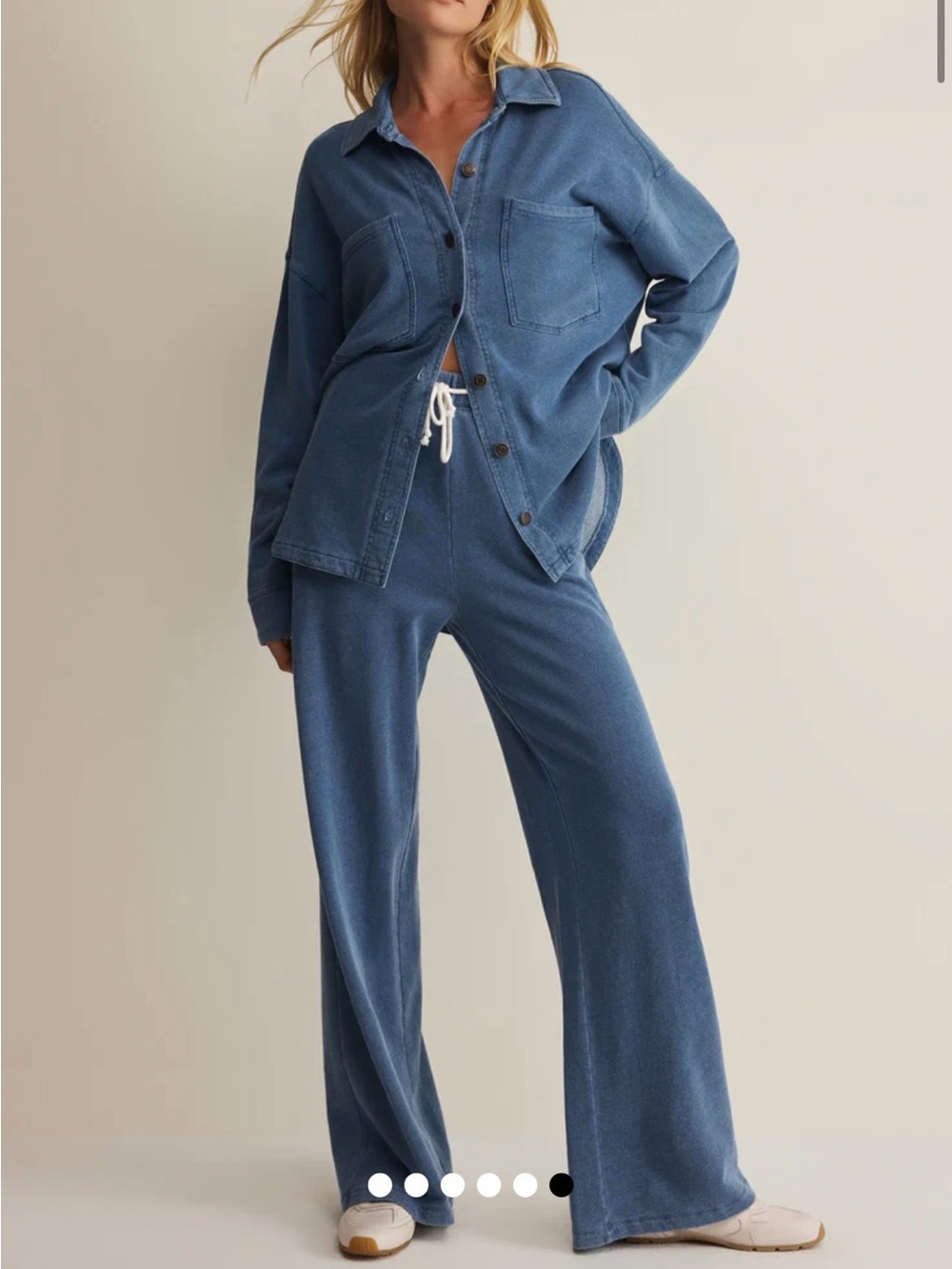 Z Supply Washed Blue Button-Down Oversized Shirt - Picture 5 of 8